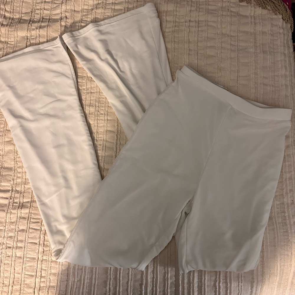White fox mesh flare pants